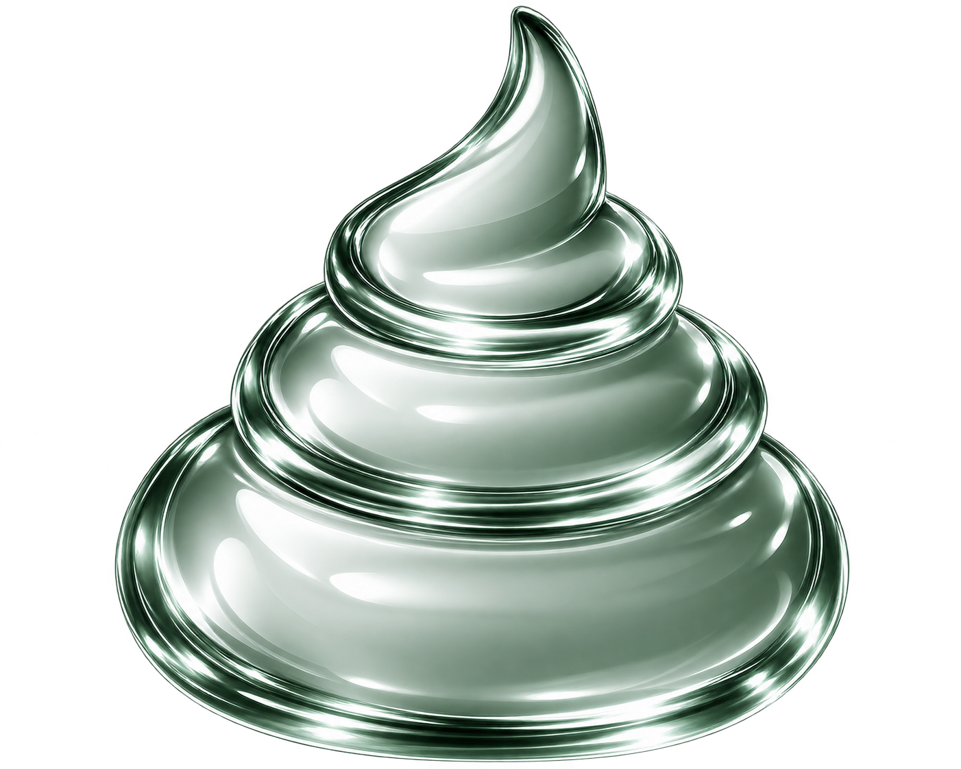 Crapcoin — glossy silver and pale-green sculpted logo